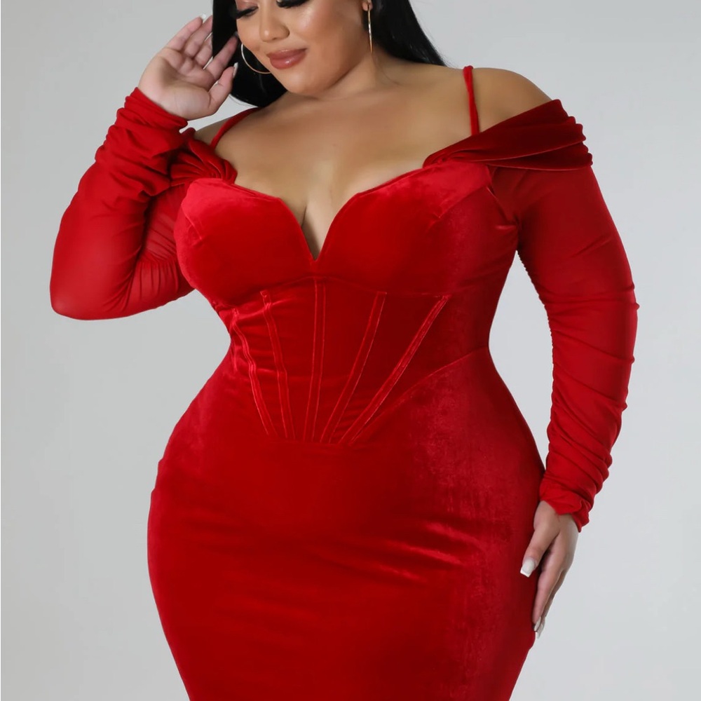 Chic Long Sleeve Red Dress